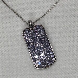 NWOT Sterling Silver Genuine Tanzanite Gemstone Dog Tag Necklace By NYC 11